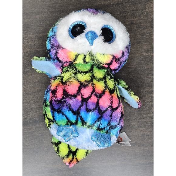 Ty ARIA Rainbow Striped Owl 6” Beanie Boo Retired Exclusive RARE - Picture 1 of 3